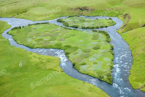 Preview: Aerial View Over The River In Iceland
