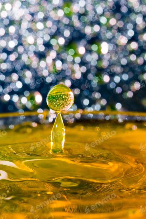 Preview: Abstract, Colorful Composition With Small Bokeh Lights, Water Drops And Water Texture. Can Be Used