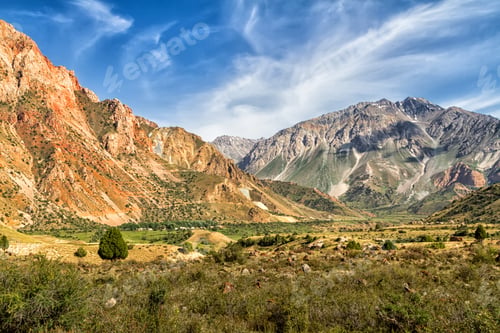 Preview: Mountain Landscape Of Fan Mountains In Summer, Tajikistan, Central Asia