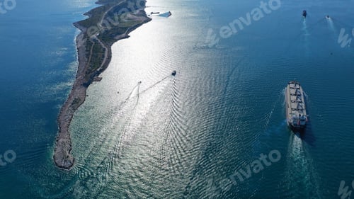 Preview: Aerial Drone Photo Of Peninsula In Island Of Salamina With Deep Blue Sea, Saronic Gulf, Attica
