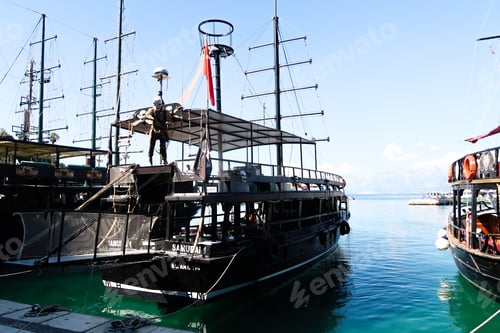 Preview: Antalya, Turkey - June 21, 2017: Boats In The Old Harbor Of Antalya Are A Resort Town.