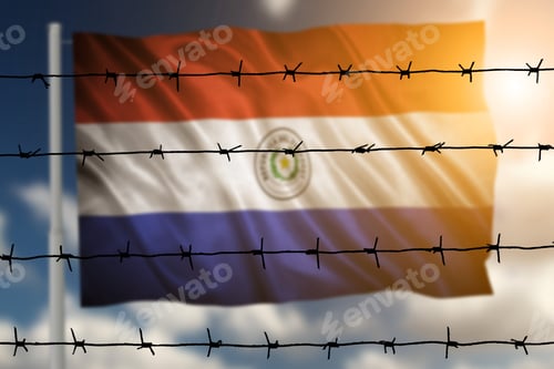 Preview: Flag With Original Proportions. Closeup Of Grunge Flag Of Paraguay