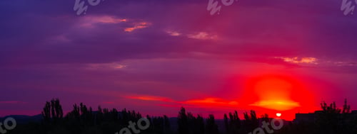 Preview: Landscape With Dramatic Light - Beautiful Golden Sunset With Saturated Sky And Clouds.