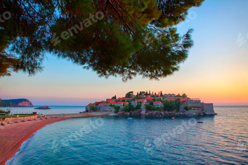 Preview: Scenery Of Sveti Stefan Small Islet In Adriatic Sea , Montenegro