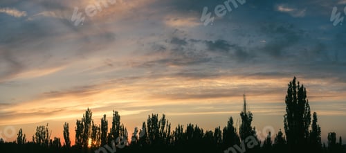 Preview: Landscape With Dramatic Light - Beautiful Golden Sunset With Saturated Sky And Clouds.