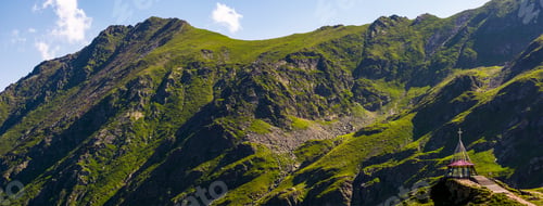 Preview: Rocky Mountain Ridge With Grassy Slopes. Lovely Nature Background