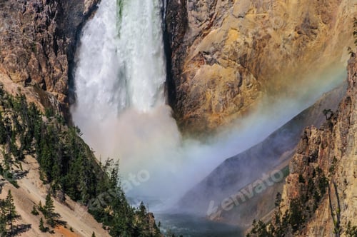 Preview: A Rainbow In Front Of The Lower Falls Of The Yellowstone River And Canyon