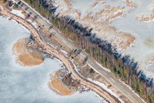 Preview: Aerial View Over The Coast Of Lake In Winter Time