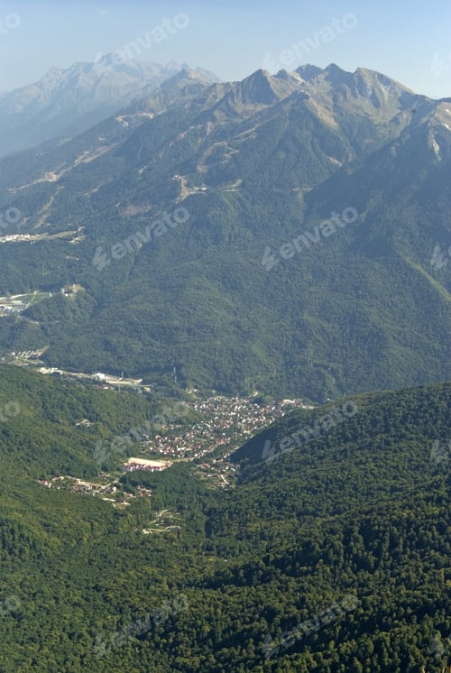 Preview: View Of The Village Of Krasnaya Polyana From The Top Of The Achishkho Mountain