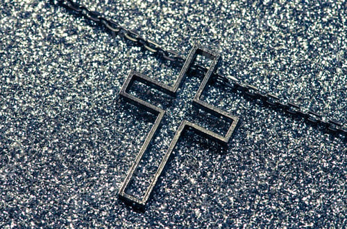 Preview: Silver Cross Symbol On Silver Background