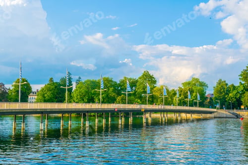 Preview: View Of A Bridge Connecting Lindau Island With Mainland, Bodensee, Germany.