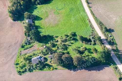 Preview: Aerial View Over The Private Farmhouse