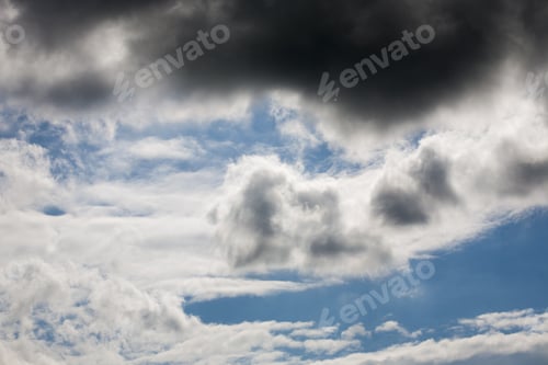 Preview: Beautiful, Fluffy, White And Grey Clouds And Blue Sky