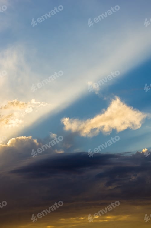 Preview: Landscape With Dramatic Light - Beautiful Golden Sunset With Saturated Sky And Clouds.