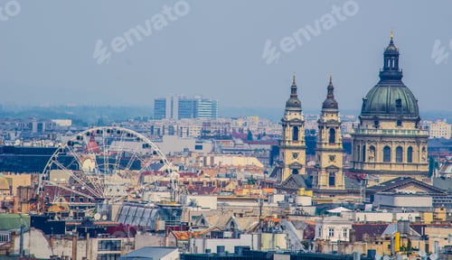 Preview: View Over Cupola Of Basilica Of Saint Istvan And Over Ferris Wheel Situated In Historical Center Of