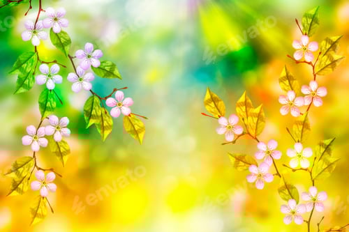 Preview: Blossoming Branch Apple. Bright Colorful Spring Flowers