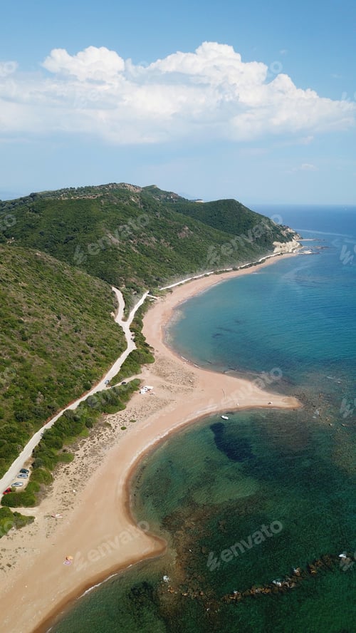 Preview: Aerial Drone Photo Of Amazing Seascape Of South Corfu Island With Clear Water Beaches And Lovely