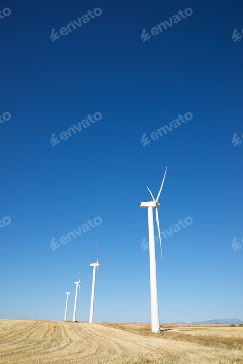 Preview: Wind Turbines For Electric Power Production, Zaragoza Province, Aragon In Spain.