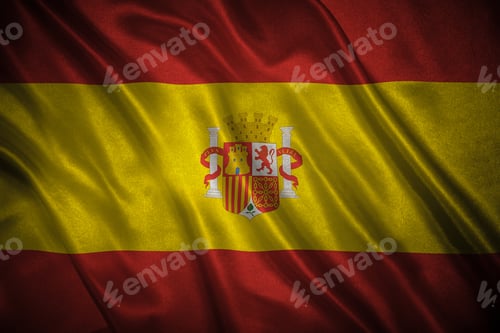 Preview: Flag With Original Proportions. Closeup Of Grunge Flag Of Spain