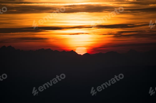 Preview: Sun Silhouette At Sunset In The Mountains