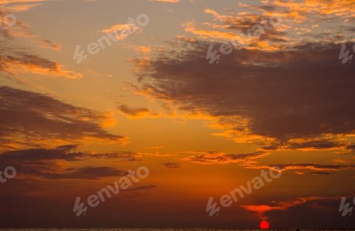 Preview: Amazing Sea Sunset On The Pebble Beach, The Sun, Waves, Clouds