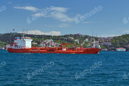 Preview: Cargo Ship Tanker In The Channel Bosphorus Strait International Logistic Sea, Istanbul, Turkey
