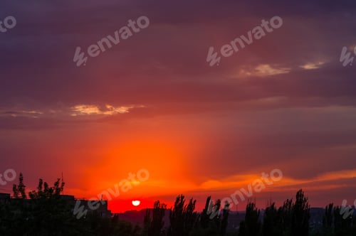 Preview: Landscape With Dramatic Light - Beautiful Golden Sunset With Saturated Sky And Clouds.