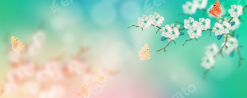 Preview: Blossoming Branch Apple. Bright Colorful Spring Flowers