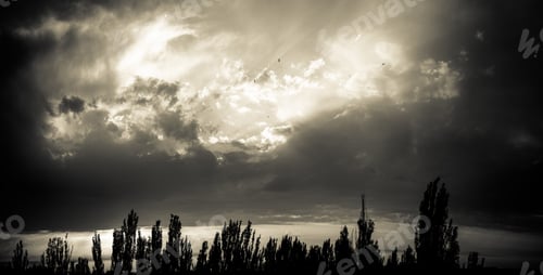 Preview: Landscape With Dramatic Light - Beautiful Golden Sunset With Saturated Sky And Clouds.