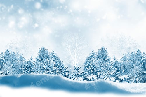 Preview: Abstract Greeting Card. Natural Christmas Background Sky. Snowdrifts. Winter Landscape With Falling