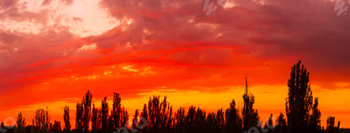 Preview: Landscape With Dramatic Light - Beautiful Golden Sunset With Saturated Sky And Clouds.