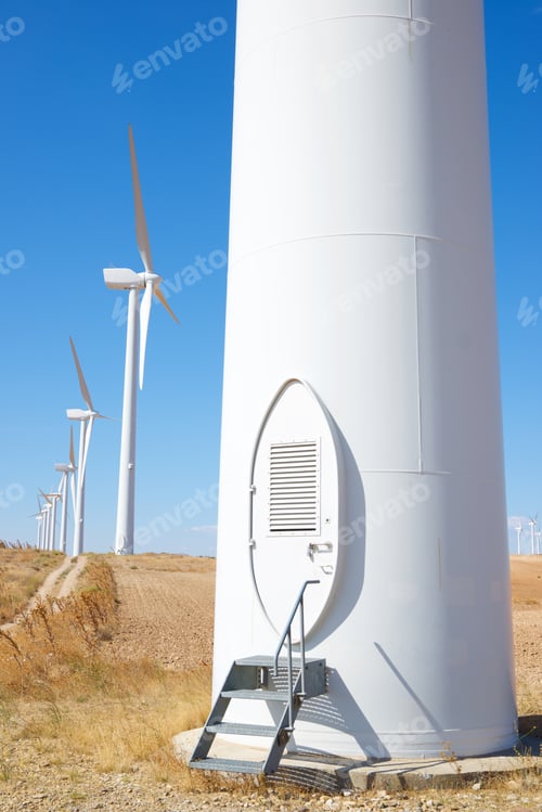 Preview: Wind Turbines For Electric Power Production, Zaragoza Province, Aragon In Spain.