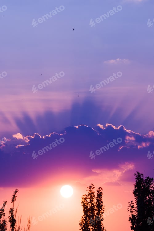 Preview: Landscape With Dramatic Light - Beautiful Golden Sunset With Saturated Sky And Clouds.