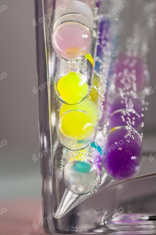 Preview: Abstract Composition With Underwater Tubes With Colorful Jelly Balls Inside And Bubbles