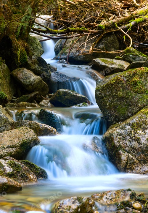 Preview: Landscape With Small Waterfall On Mountain Brook