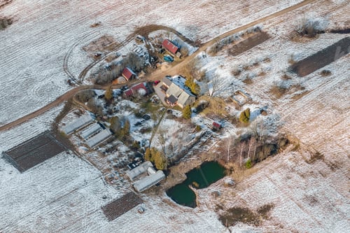 Preview: Aerial View Over The Small Village In Latvia