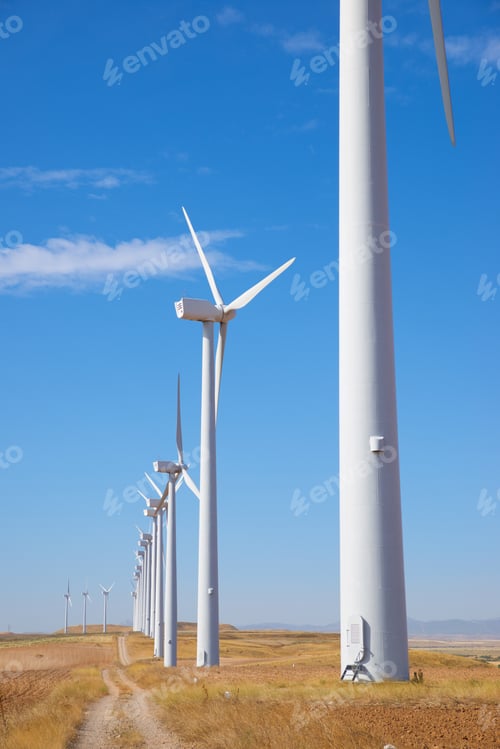 Preview: Wind Turbines For Electric Power Production, Zaragoza Province, Aragon In Spain.