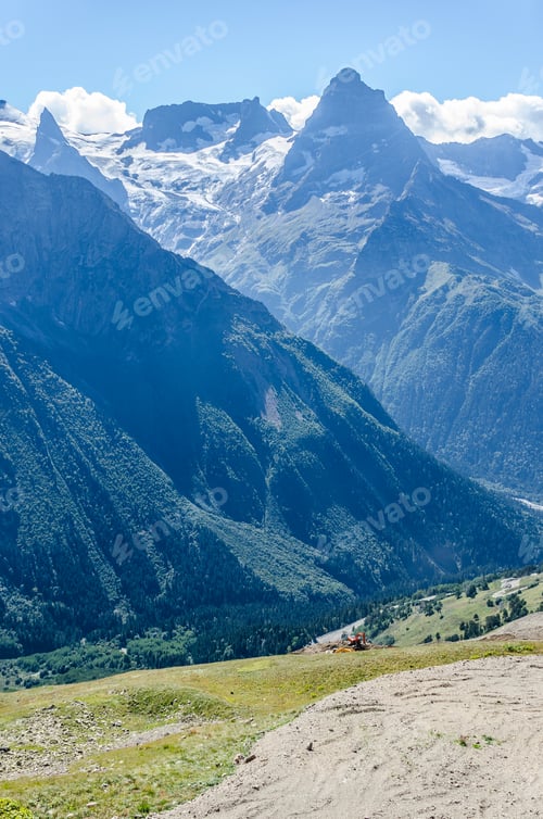 Preview: Mountain Peaks With Snow Caps On The Caucasus