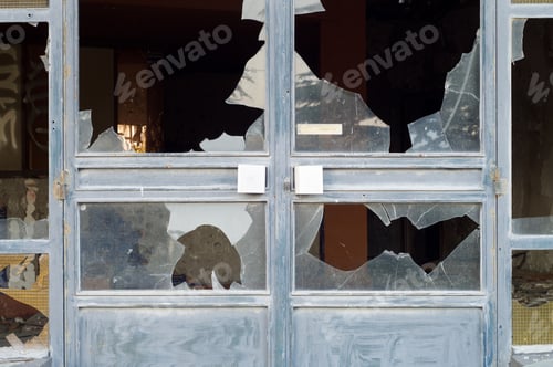 Preview: Close-Up Of Broken Windowpanes.