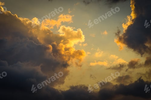 Preview: Landscape With Dramatic Light - Beautiful Golden Sunset With Saturated Sky And Clouds.