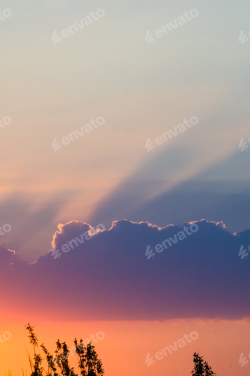 Preview: Landscape With Dramatic Light - Beautiful Golden Sunset With Saturated Sky And Clouds.