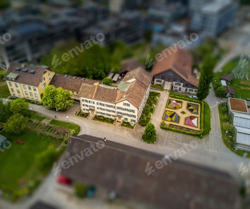 Preview: Aerial View Of Building With Romantic Garden