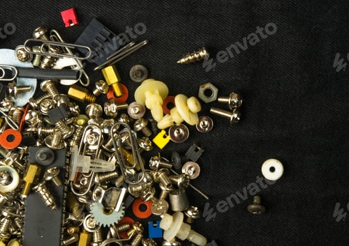 Preview: Techno Backgrounds - Various Bolts, Screws, Washers, Nuts And Other Computer Small Fasteners On