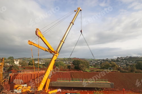 Preview: Crane Lifting A Bridge Beam