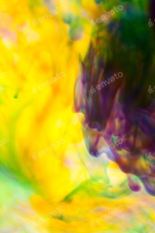 Preview: Abstract Defocused Composition With Ink And Small Bubbles. Beautiful Background, Texture And Colors
