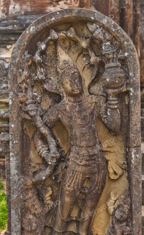 Preview: Ancient City Ruins Decoration Stone Carving In Polonnaruwa City Temple Sri Lanka. World Heritage