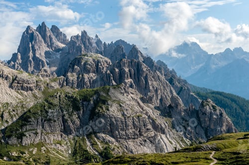 Preview: Rugged Mountain Ranges In Tre Cima Natural Park Area In The Italian Dolomites.