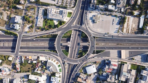 Preview: Aerial Drone Photo Of Urban Elevated Toll Ring Road Junction And Interchange Overpass