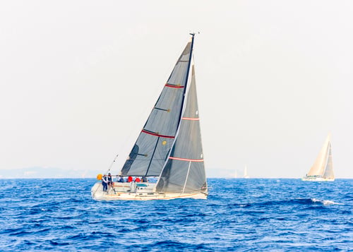 Preview: Sailing Boat During A Regatta Out Of Poros Island In Greece