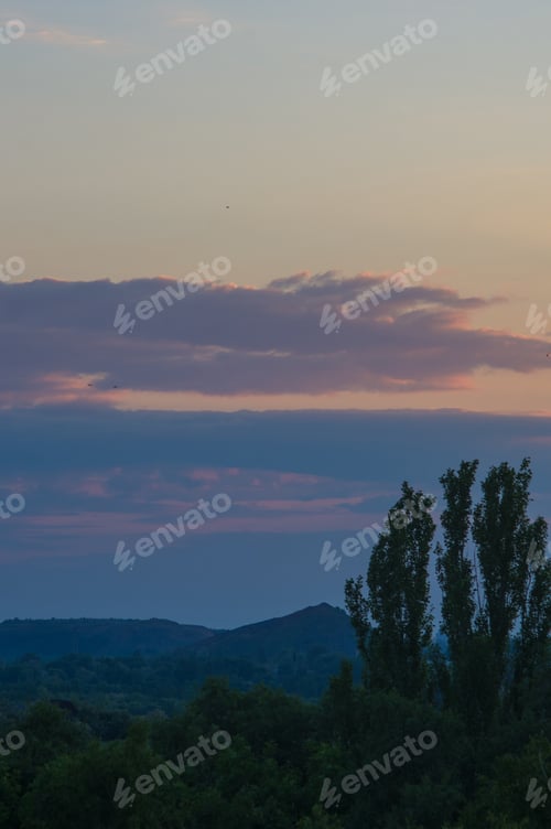 Preview: Landscape With Dramatic Light - Beautiful Golden Sunset With Saturated Sky And Clouds.